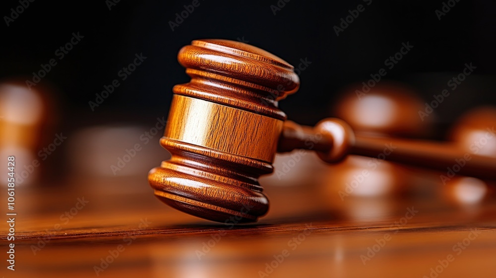Gavel on Wooden Surface