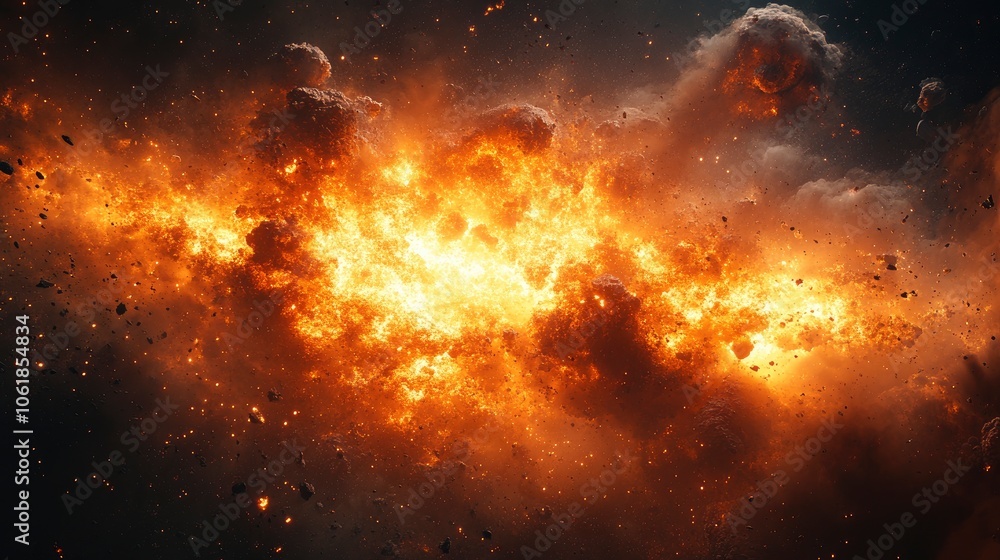 Fiery Cosmic Explosion in Space Fiery Cosmic Explosion in Space