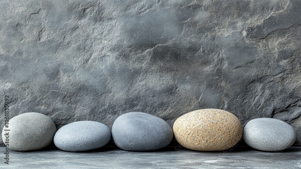 Smooth Stones Against a Grey Stone Background Smooth Stones Against a Grey Stone Background