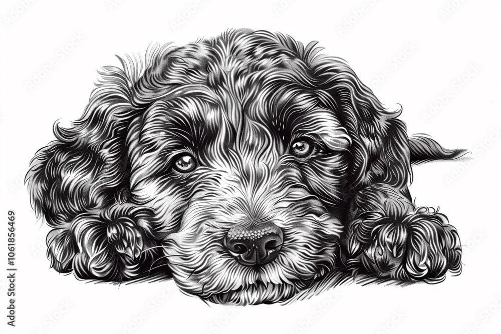 labradoodle dog black outline drawing vector labradoodle dog black outline drawing vector