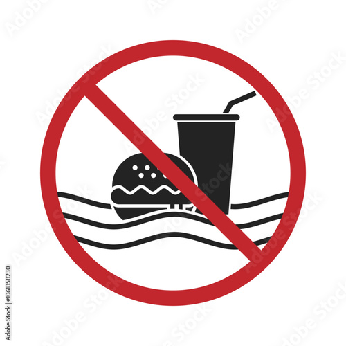 Isolated prohibited sign do not bring drink, beverage and meal to swimming pool