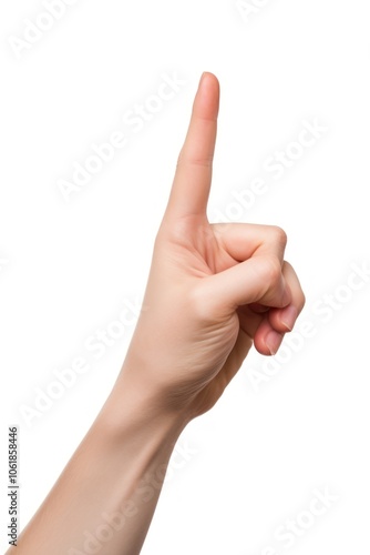 Woman hand gesture finger white background gesturing.