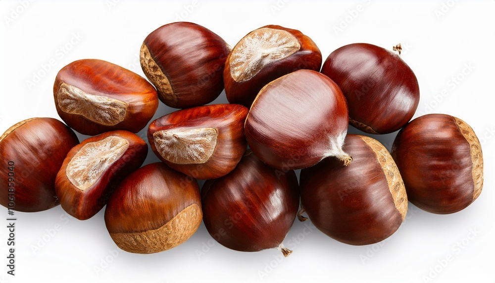 Heap of Chestnuts top view isolate on transparency background Heap of Chestnuts top view isolate on transparency background
