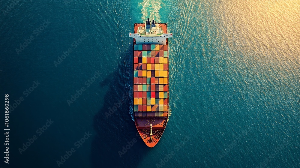 Aerial view of a cargo ship with containers, Background container ship Aerial view of a cargo ship with containers, Background container ship