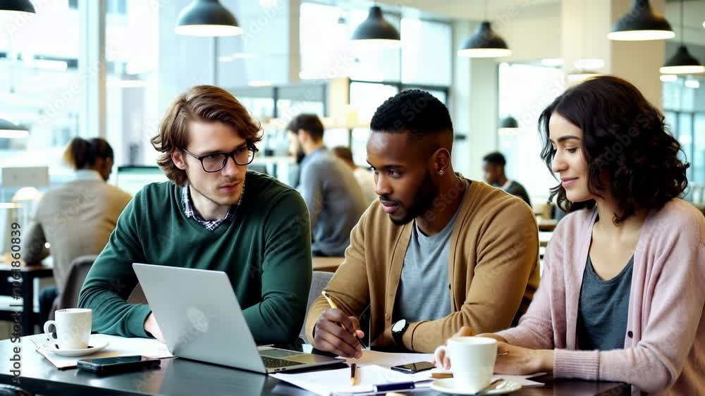 Multiethnic business people working together in the office. Multiethnic business people working together in the office.
