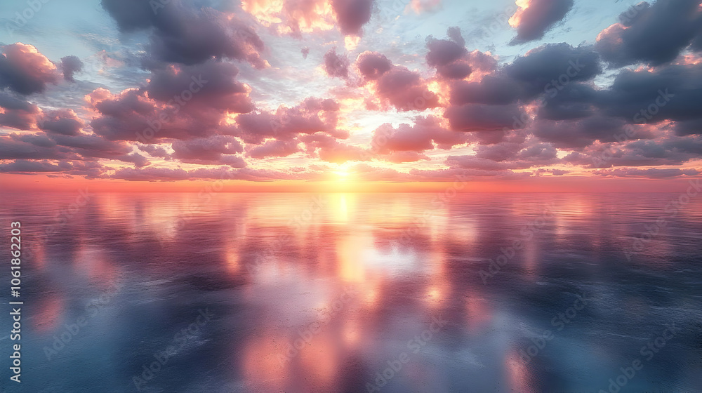 Sunset over the Ocean - Realistic 3D Image Sunset over the Ocean - Realistic 3D Image