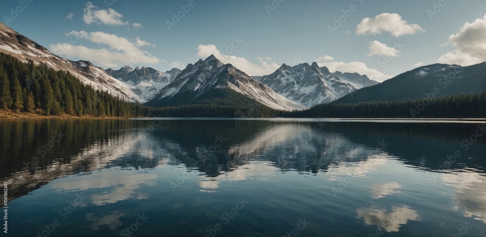 Mountain landscape with a calm lake in the foreground, ideal for travel or outdoor adventure images
Mountain landscape with a calm lake in the foreground, ideal for travel or outdoor adventure images