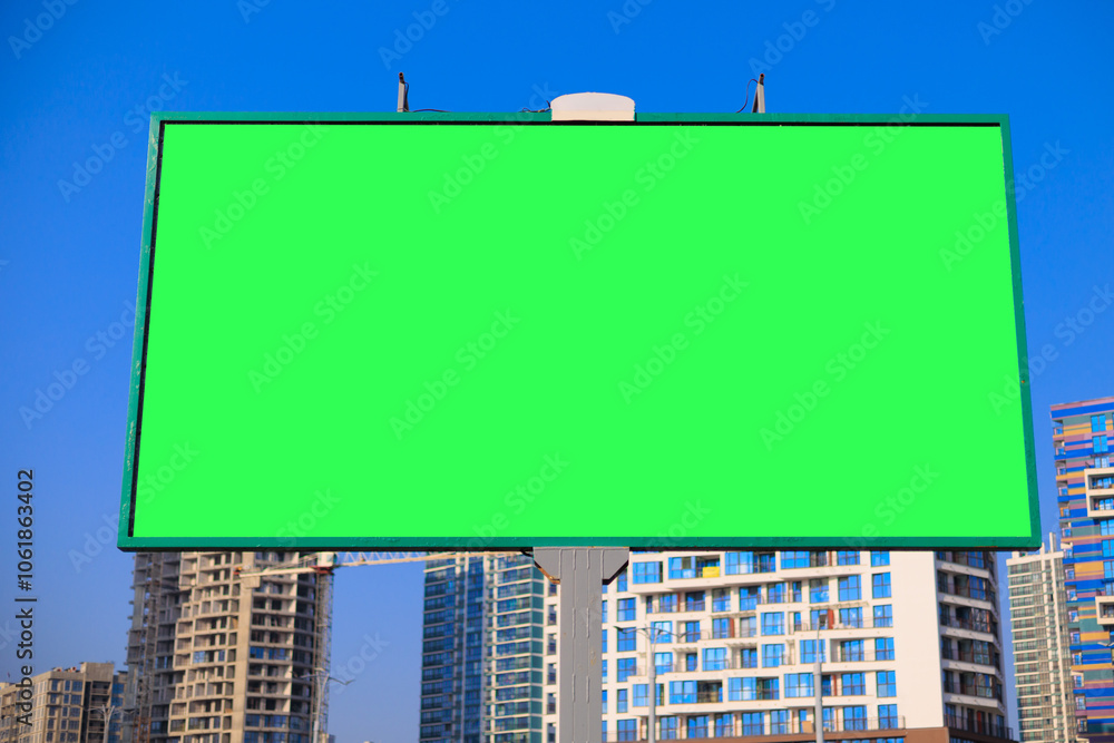 Advertising billboard along the road in the city on a winter day. Background for design. Advertising billboard along the road in the city on a winter day. Background for design.