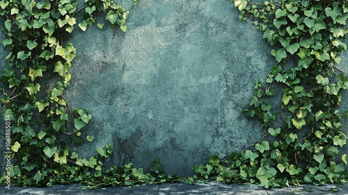 Torndown wall, ivy creeping through cracks, 3D illustration