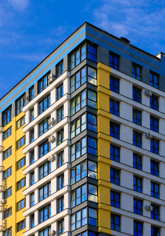 Modern buildings, walls and windows. City view on a sunny day. Modern buildings, walls and windows. City view on a sunny day.