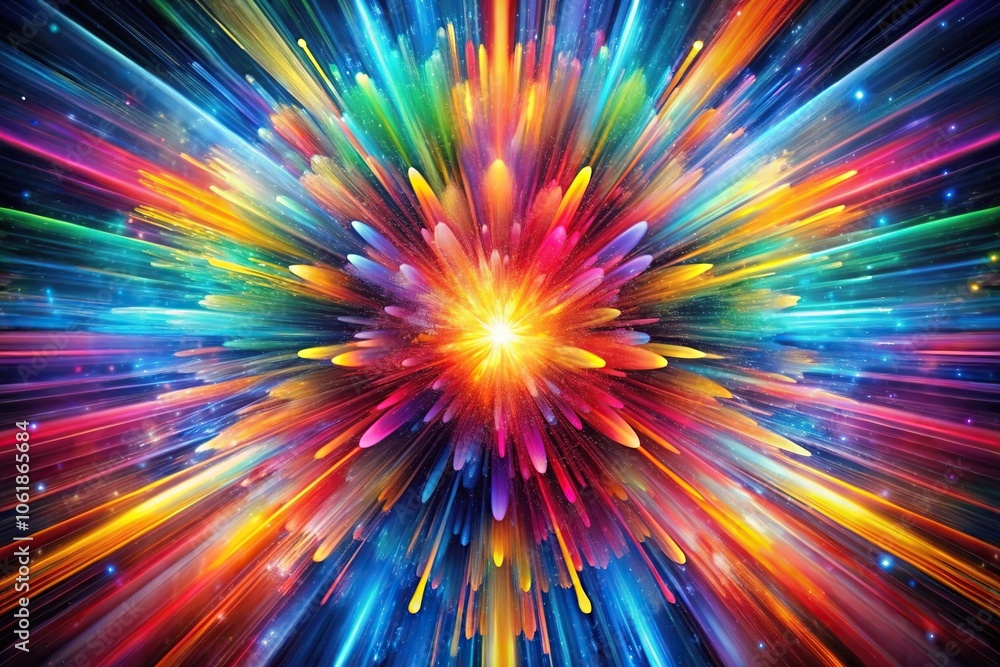 Cosmic explosion pattern featuring vibrant colors and dynamic shapes, geometric, fractal, space-age, explosion, mind-bending Cosmic explosion pattern featuring vibrant colors and dynamic shapes, geometric, fractal, space-age, explosion, mind-bending