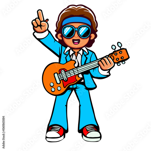 Wallpaper Mural Vector Illustration of Cool Rock Star Character Playing Guitar Torontodigital.ca