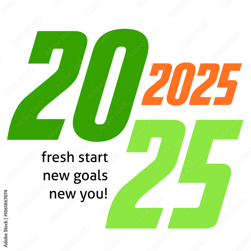 Colourful 2025 New Year Logo Design Concept on a Transparent Background Colourful 2025 New Year Logo Design Concept on a Transparent Background