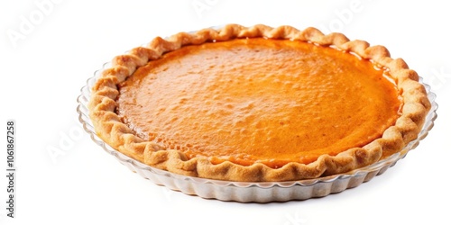 A golden brown crust encases a smooth, orange pumpkin filling, creating a classic, homemade pie that begs to be enjoyed. photo