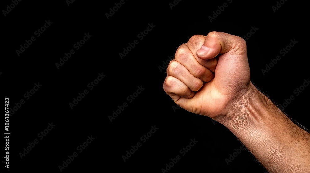 Clenched Fist on Black Background Clenched Fist on Black Background