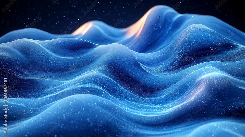Abstract waves in blue tones with a shimmering effect, creating a serene visual experience. Abstract waves in blue tones with a shimmering effect, creating a serene visual experience.