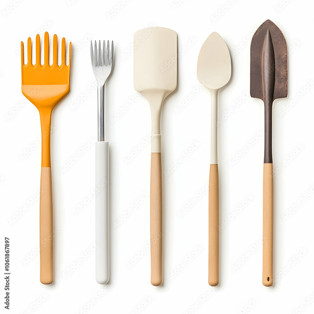 Set of Four Kitchen Utensils with Wooden Handles, kitchen tools, cooking utensil, cooking tools, spatula, spoon Set of Four Kitchen Utensils with Wooden Handles, kitchen tools, cooking utensil, cooking tools, spatula, spoon