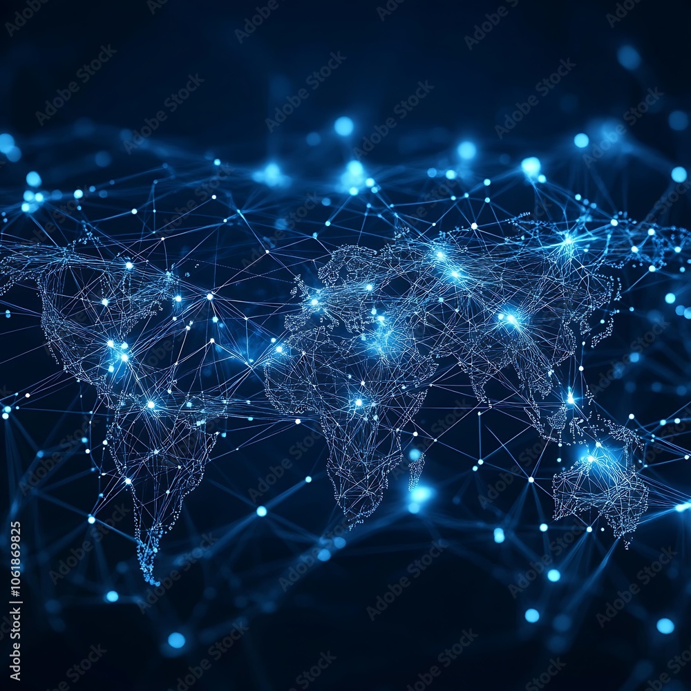 Global Connections Network Visualization on Earth with Data Points Photo Global Connections Network Visualization on Earth with Data Points Photo