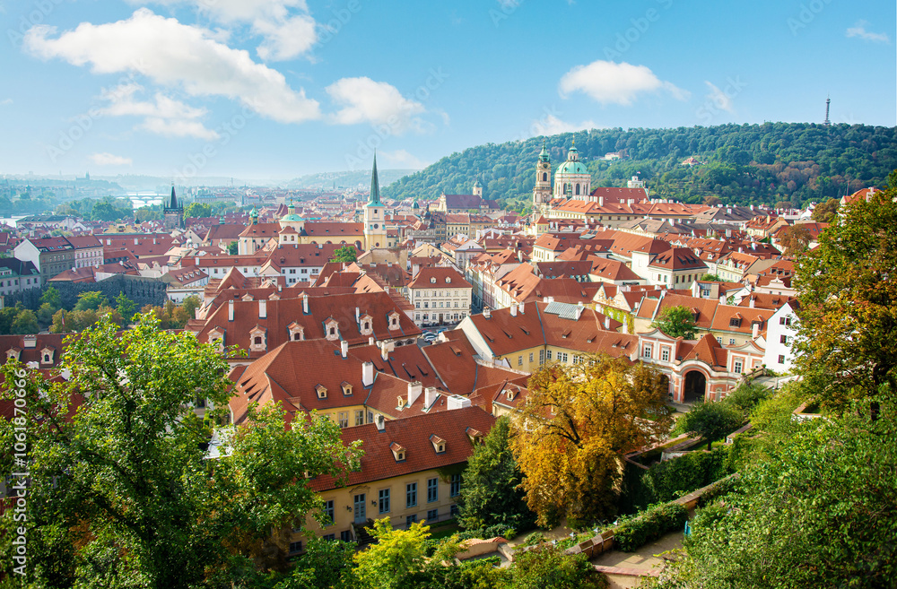 Fototapeta premium Rooftops and spires, Prague, Czech Republic