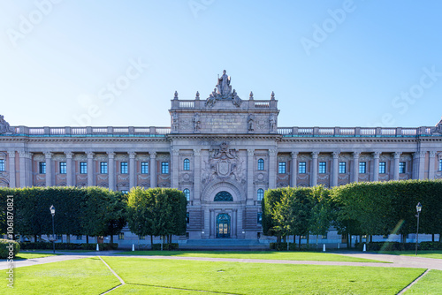Photography Building of Swedish parliament in Stockholm, Sweden