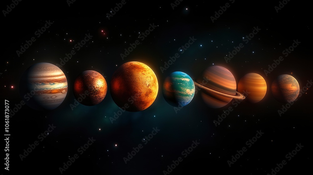 Fototapeta premium Planets in Space, Solar System, Astronomy, Outer Space