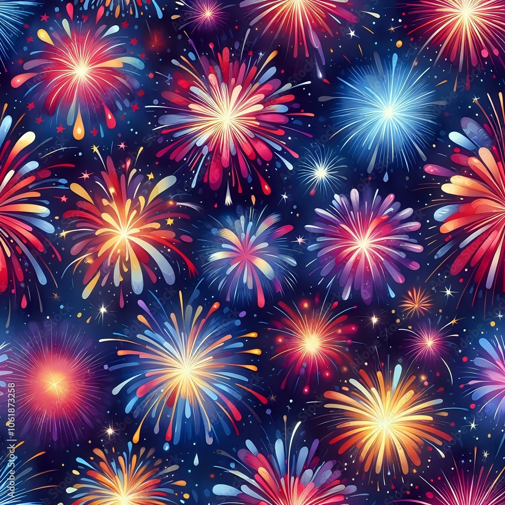 Fototapeta premium Vibrant Fireworks Display Against the Night Sky