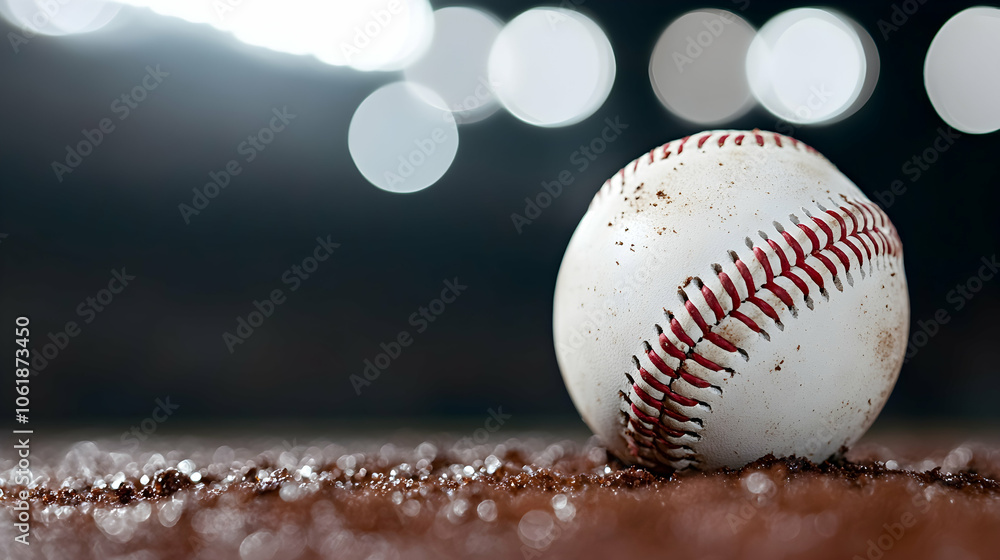 Close-up of Baseball on a Baseball Field, baseball game, baseball stadium, baseball diamond, baseball glove, baseball bat Close-up of Baseball on a Baseball Field, baseball game, baseball stadium, baseball diamond, baseball glove, baseball bat