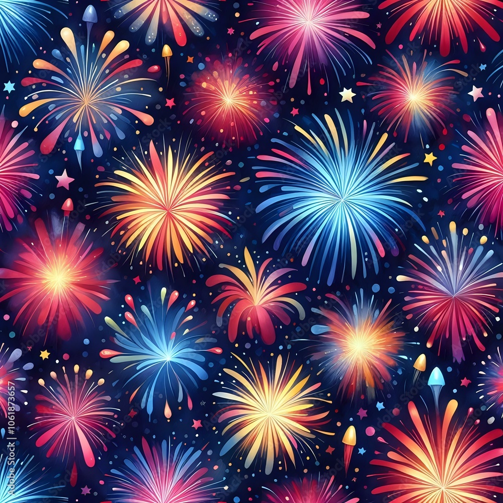 Fototapeta premium Vibrant Fireworks Display Against the Night Sky