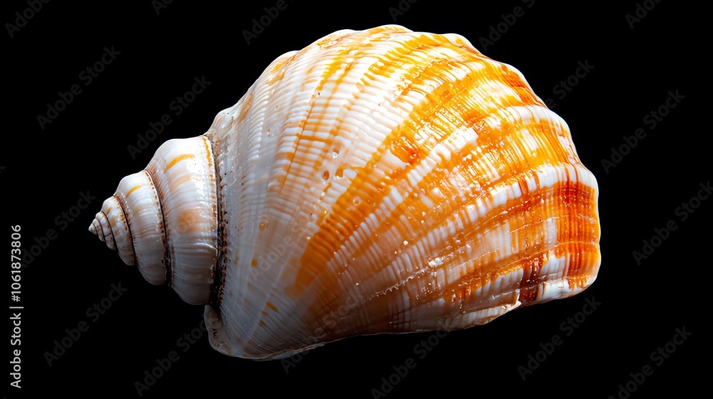 A close-up of a large seashell with intricate patterns and textures. The shell is a light orange and white color. A close-up of a large seashell with intricate patterns and textures. The shell is a light orange and white color.