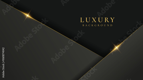 Triangle abstract black and gold lines luxury background