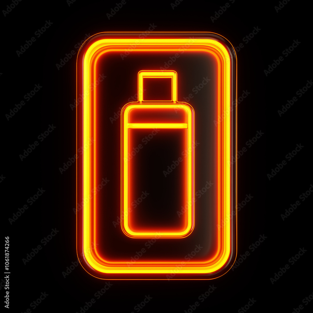 Vibrant Neon Battery Icon on Black Background Vibrant Neon Battery Icon on Black Background