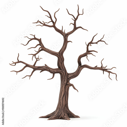 Dead Tree Isolated on White Background, bare tree, tree branches, autumn, winter, nature