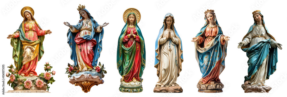 Fototapeta premium Virgin Mary statue png cut out element set