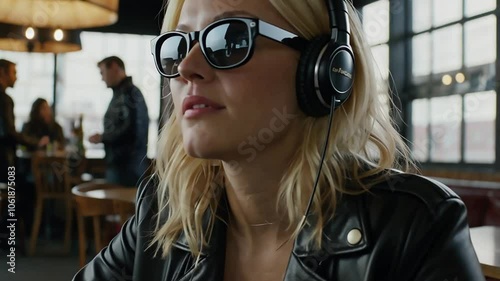 Blonde Woman With Sunglasses At Cafe - generative ai, üretken yapay zeka