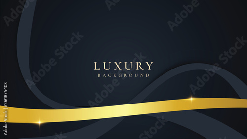 Abstract  blue dark and gold lines luxury background