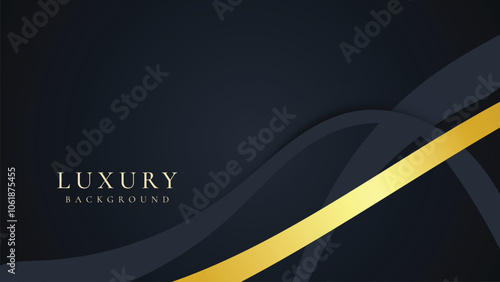 Abstract  blue dark and gold lines luxury background