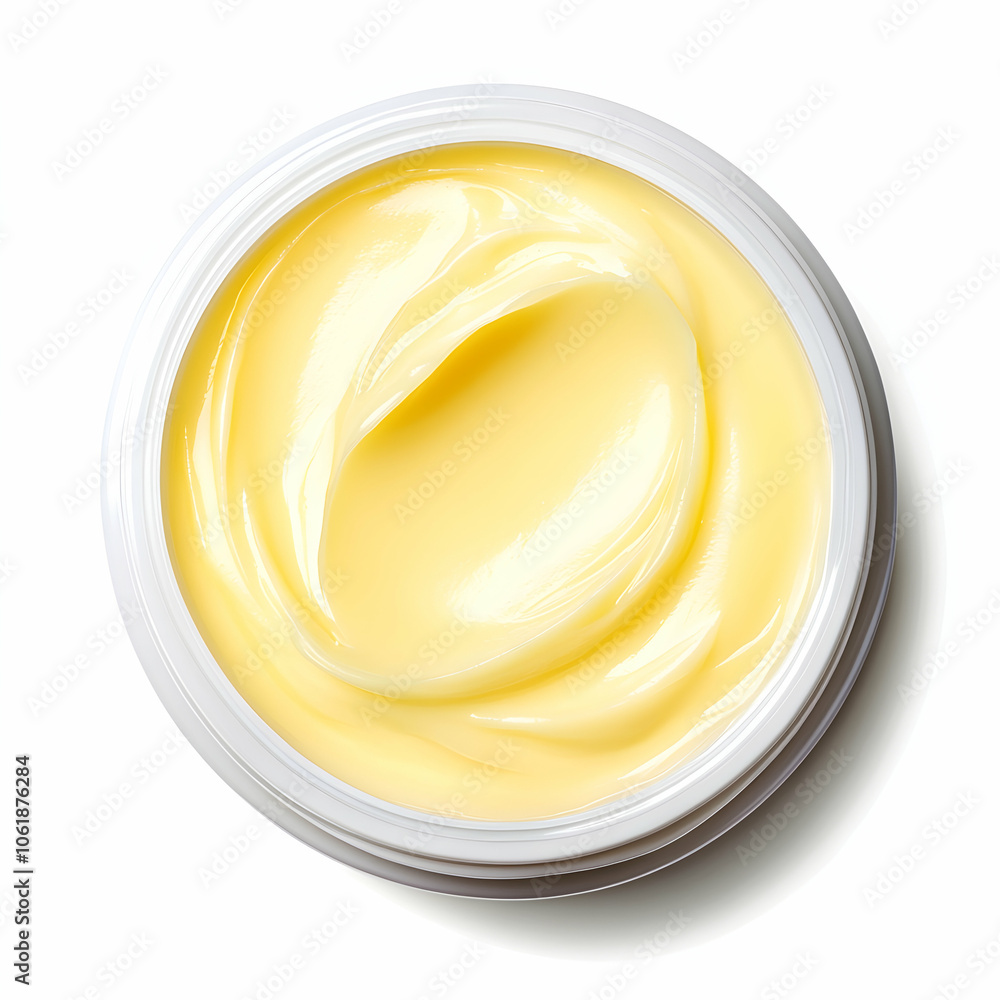 Creamy Yellow Face Cream in a Jar, skincare, beauty, cosmetics, beauty product, pot Creamy Yellow Face Cream in a Jar, skincare, beauty, cosmetics, beauty product, pot