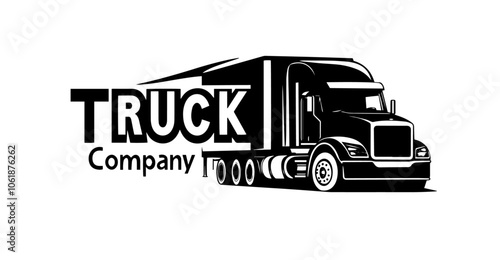 Vector monochrome template with truck for trucking company.