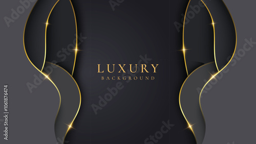 Abstract blue dark and gray with gold lines luxury background