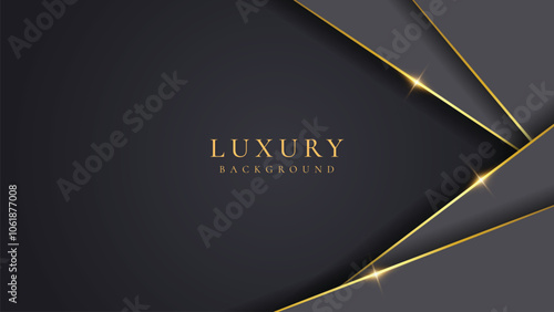 Abstract shape black and gold lines luxury background