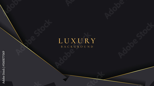 Abstract gray and shining golden lines luxury background