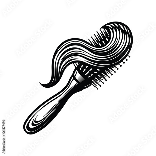 Create a minimalist icon illustration of a sleek hairbrush, emphasizing clean lines and modern design.