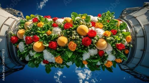 Floral Arrangement on Airplane Engine