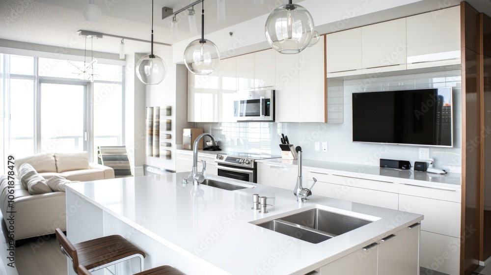 Modern condominium kitchen and elegant minimalist Modern condominium kitchen and elegant minimalist