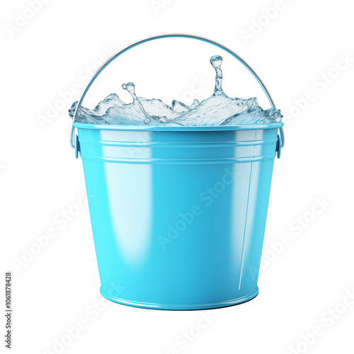 blue bucket of water transparent background photo