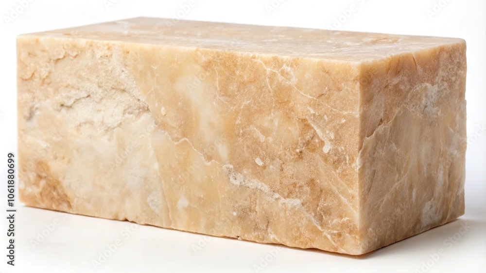 Rough-hewn marble block with visible pitting and imperfections in a warm beige color, industrial feel, marble texture Rough-hewn marble block with visible pitting and imperfections in a warm beige color, industrial feel, marble texture