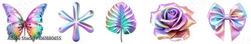 3d hologram fluid shape png cut out element set