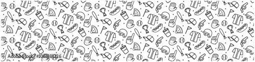 baseball seamless pattern background monochrome hand drawing icon