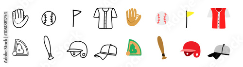 baseball icon doodle hand drawing cute 