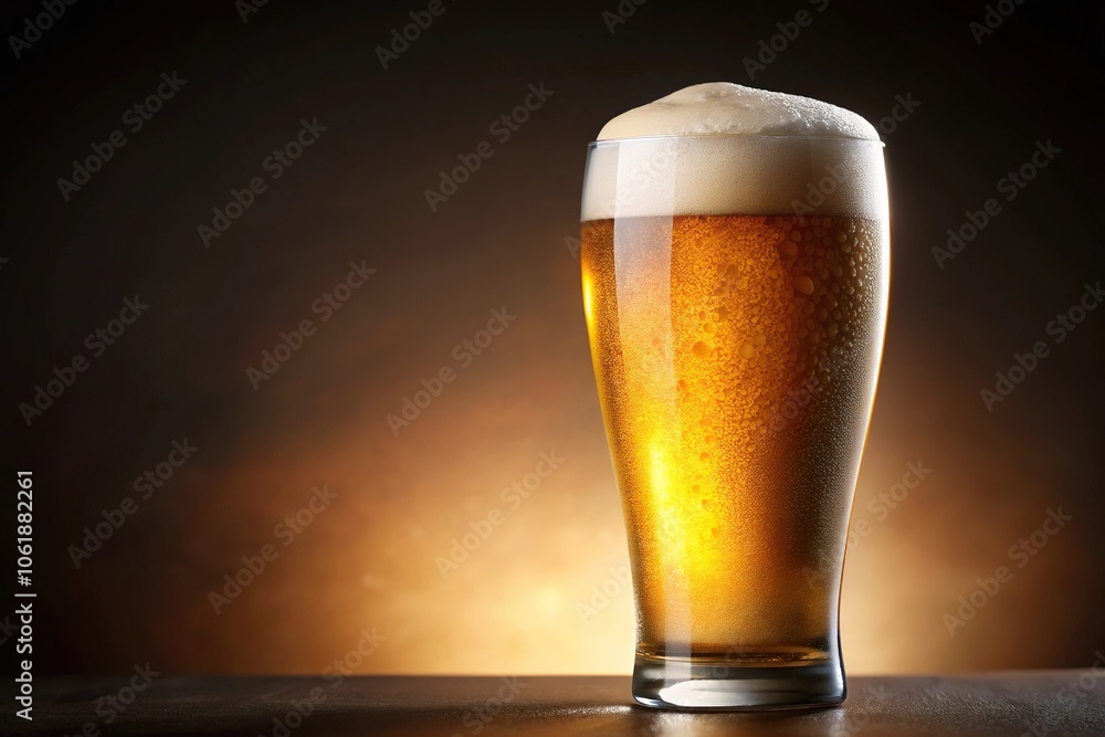 Smooth creamy head with gentle lapping of beer surface on the rim of a glass, pub glass, foamy top Smooth creamy head with gentle lapping of beer surface on the rim of a glass, pub glass, foamy top